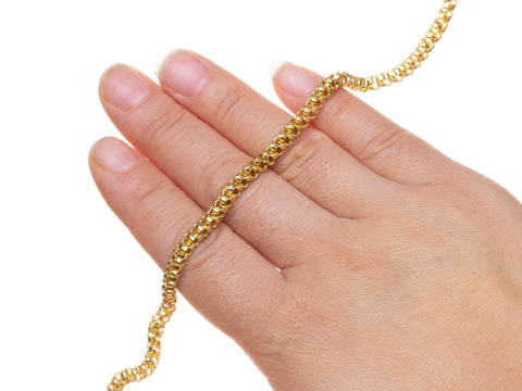 Gold Round Snake Chain,Round Lacy 4mm Chain,Gold Lacy Round Chain For Jewelry Making,Chain For Necklace And Bracelet,CHG0056