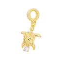 Sea Turtle Golden Charm With CZ,Turtle Charm For Necklace,Sealife Turtle Charm,Nautical Jewelry Making Charm,CPG2478