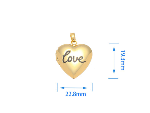 18k Gold Love Locket Heart Charm Valentine's Day Gift, A Meaningful Gift For Someone Special, Heart Charm For a Friend, Gift, CPG2159