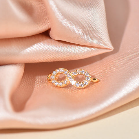 18k gold plated cz infinity connector, 12x5.5mm, 1 pc or 10 pcs, WHOLESALE CNG654