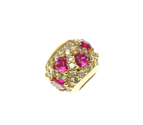 18k Gold Spacer With Ruby CZ, Gold Statement Piece Spacer, Super Sparkly Finish, Pave Spacer, SPG108