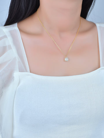 Gold princess Charm,Dainty Charm With princess cut CZ In The Center And Round CZ All Around,CPG355