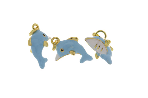 Dolphin Gold Charm ,Jumping Dolphin Charm,Sealife Nautical Colorful Dolphin Charm For Necklace,Dolphin Charm For Bracelet Or Earrings,CPG581