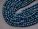 8mm Aqua Blue and Blue Party Mix Tiger's Eye Round beads, 8mm round beads, full strand, 15.5 inches, Charmsupply exclusive, 8R031