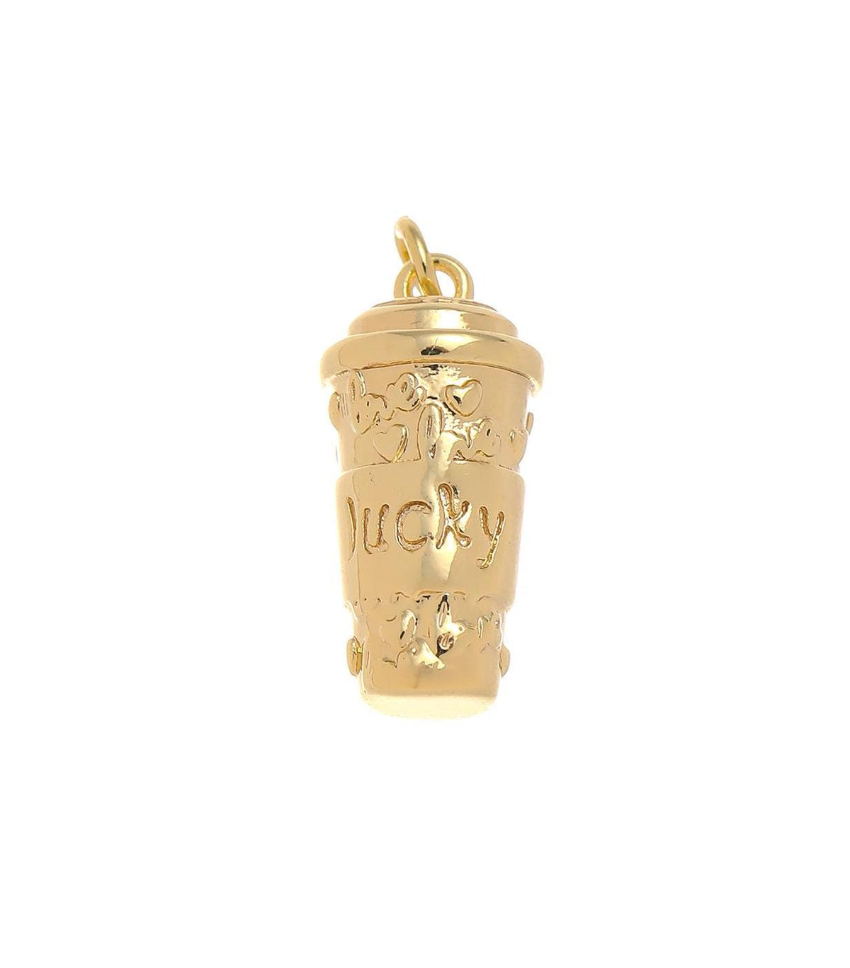Mini Coffee Tumbler Dangle Charm, Coffee Cup Shape Jewelry Pendant, Coffee Mug Charms, Real 18K Gold, CPG1519