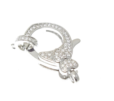 Silver Heart Clasp,Large Pave CZ Silver Clasp, Heart Design Clasp For Jewelry making, Clasp For Chain Jewelry, CLS363
