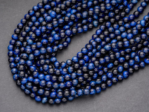 Denim Blue Tiger eye Round Beads, 6mm, 8mm, 10mm, full strand, Protection, Courage and Strength 6R014, 8R19, 10R12