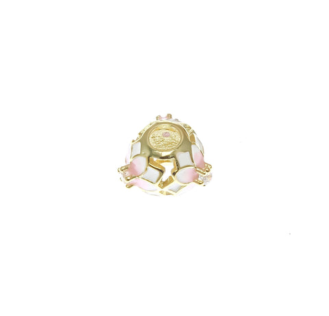 18k Gold and Pink Delicate Flower Spacer Bead With CZ, Spacer Bead For Bracelet Or Necklace, Pave Bead Spacer For Jewelry, SPG103