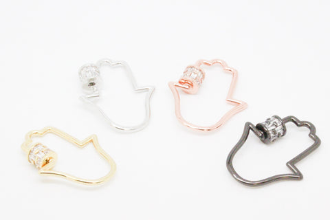 CZ Hand Screw Hamsa hand clasp, gold, silver, rosegold, gunmetal, WHOLESALE,CL232