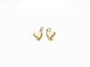 Gold Puffy Heart Charm, set with cz, Puffy Elongated Heart with cz embellishment, 8mm, Puffy Heart Cz Pendant, Cz heart charm, CPG1018