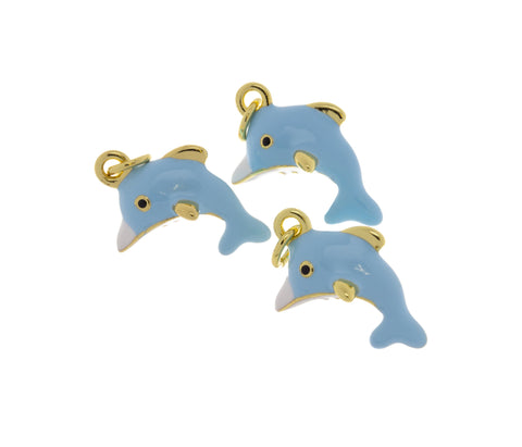 Dolphin Gold Charm ,Jumping Dolphin Charm,Sealife Nautical Colorful Dolphin Charm For Necklace,Dolphin Charm For Bracelet Or Earrings,CPG581