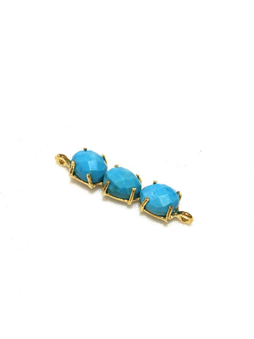 Trio prong set turquoise connector/ pendant