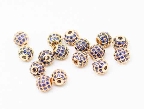 6mm blue sapphire cz pave ball, gold, silver, gunmetal, WHOLESALE