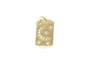 18k Gold Stars and Moon Charm, Rectangle Celestial Charm, Moon Dog Tag Charm, Moon Charm, Crescent Moon Pendant, CPG2322