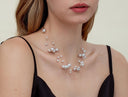 White Shell Pearl Floating Pearl Necklace, Invisible threads Pearl Necklace, Dainty Necklace, Bridal jewelry, Special Occasion, NLG1028