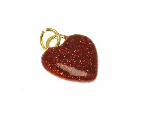 18k Gold Enamel Chery Red Heart Charm, Gold Heart charm, Minimalist Gold Heart charm, Dainty Heart Charm, CPG2343
