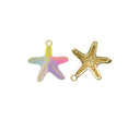 Starfish Dainty Gold Charm,Rainbow Gold Pave Colorful Happy Starfish Charm,Nautical Starfish Charm, WHOLESALE,CPG420