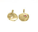 Gold Disc Charm With Heart . Round Charm With Heart ,Minimalist Gold Heart charm,Dainty Small Heart Charm, CPG026