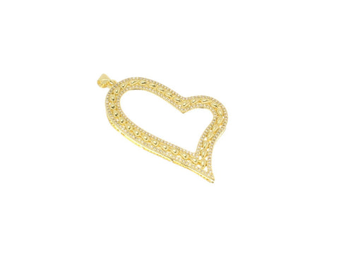 Large Pave 18k Gold Heart Charm, CZ Heart Charm, Cut Out  Heart Charm For Jewelry,Gold Heart Charm For Necklace, 4 Diff colors CPG2504