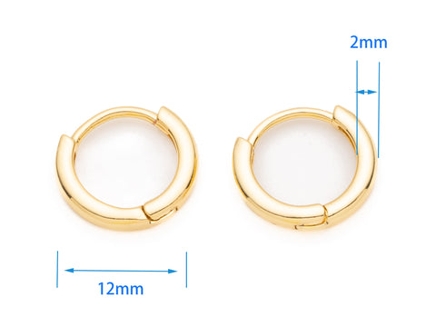 Gold Minimalist huggie hoops, 12mm Small huggie hoops, Earring Hoops, 12mm Huggies, Minimalist Earrings, Hypoallergenic, ERG310