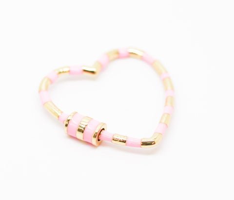 Baby Pink Enamel Heart Screw on Clasp, 1 pc, 5 pcs, 10 pcs, WHOLESALE CLG107