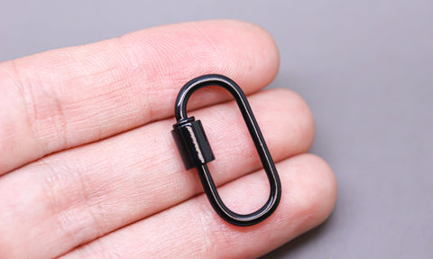 Black Large U Shape Screw Clasp, 25x14mm, Painted Carabiner Clasp, Painted Lacquer Clasp, Oval Screw Clasp, 1 pc or 10 pcs, WHOLESALE