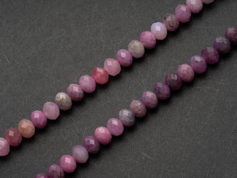 AA Natural Ruby Faceted Rondelle Beads or Spacers, Light Ruby or Dark Ruby, Medium Size 4mm x 6mm, 15.5" strand MR120, MR121