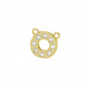 Gold Disc Connector, Micro Pave CZ  Circle Connector Charm,CNG054