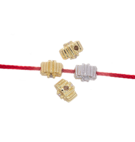 Gold Or Silver CZ Spacer Bead,Tiny Spacer Bead Charm For Bracelet And Necklace,Spacer Bead For 1mm Cord Or Elastic, SPG-SPS138