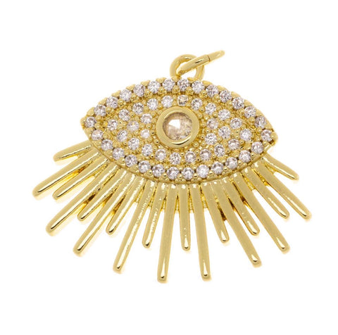 Gold Evil Eye Amulet Pendant,Talisman Amulet Evil Eye Charm,Evil Eye Charm,Turkish Nazar Evil Eye Gold Charm,3rd Eye Protection Charm,CPG754
