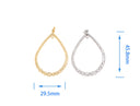 18k Gold or Silver Medium Sized Hoop Earring or Necklace Component For DIY Jewelry, Hammered Gold Texture, CPG1517, CPS1517