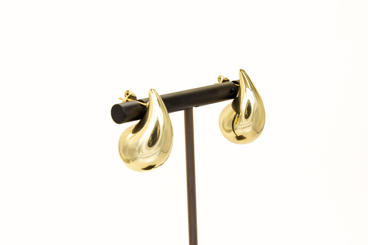 Drop Earrings,Gold Teardrop Earrings,Pear Shape Stud Earrings,Puff Post Earring, FJ1-388, FJ1-390