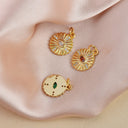Marquise Disc Charm, Gold Micro Pave CZ Charm,Dainty Evil Eye Pave Gold Charm,CPG122