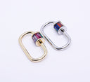 Gold or Silver Large Rainbow Baguette cz set U shape Carabiner Lock, Screw on Clasp,CLG117-CLS117