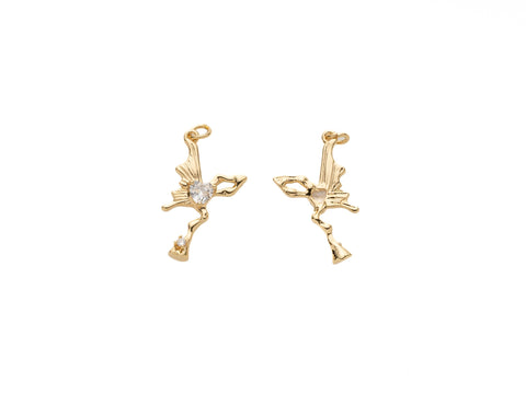 CZ Gold Abstract Butterfly, Dainty Gold Butterfly Charm, CZ Butterfly Pendant, CPG773