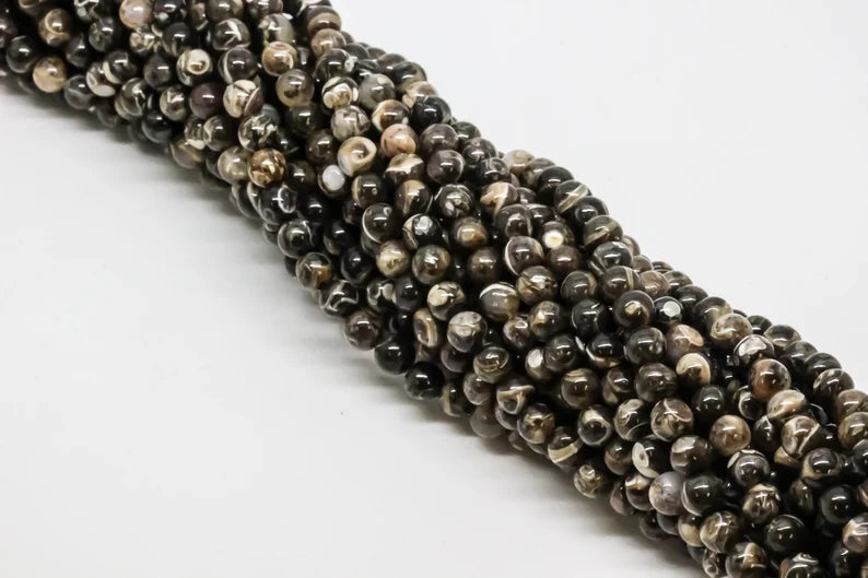 Turritella Agate Round Beads