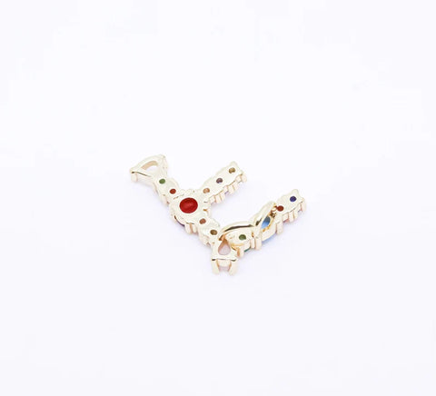 Rainbow color CZ Letter A-F Pendant