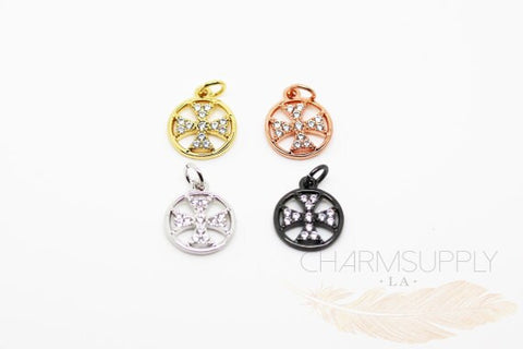 Gothic cross cz charm,Dainty Cross Charm,Gold Rose,Silver,Black Cross Charms,CP367