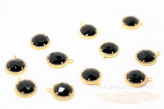 Natural Black Onyx/ CZ Pave Setting Pendant MPS1006