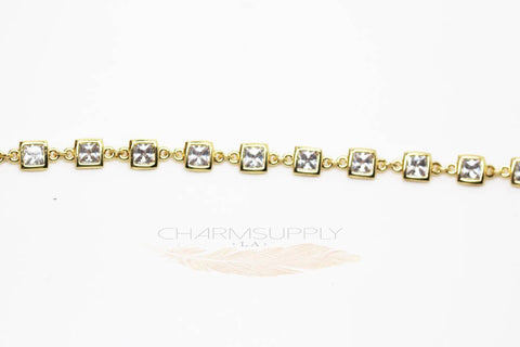 CZ Chain by Foot, Bulk Chain by Foot, CZ Square Chain