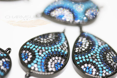 Turquoise cz evil eye teardrop connector