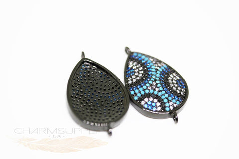 Turquoise cz evil eye teardrop connector