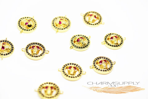 CZ Skull connector, cz trim skull connector, cz connector, skull bracelet,  CNG050
