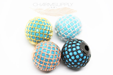 Turquoise cz round bead in 6,8,10,12mm, 4 colors