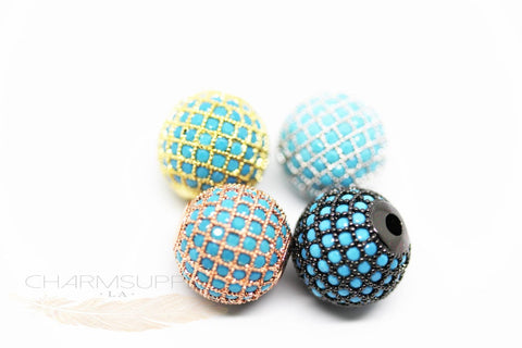 Turquoise cz round bead in 6,8,10,12mm, 4 colors