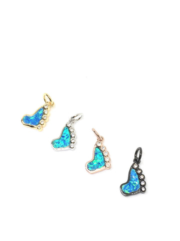 Opal and cz set baby feet charm/ pendant-CP435
