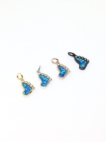 Opal and cz set baby feet charm/ pendant-CP435