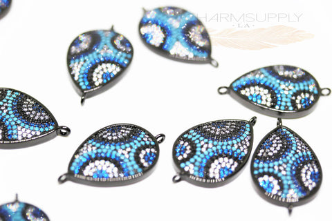 Turquoise cz evil eye teardrop connector