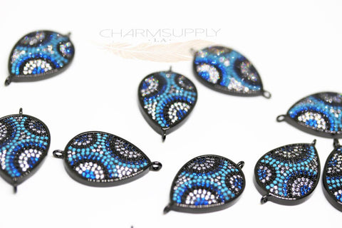 Turquoise cz evil eye teardrop connector