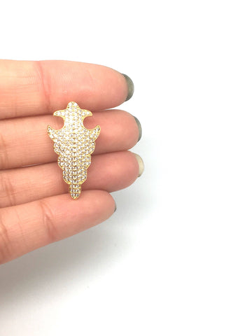 Gold cz set arrowhead pendant